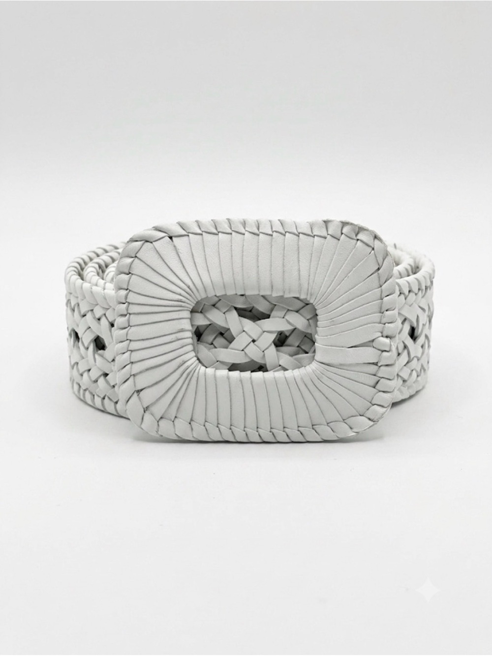 Chico’s White Woven Genuine Leather Statement Belt S/M